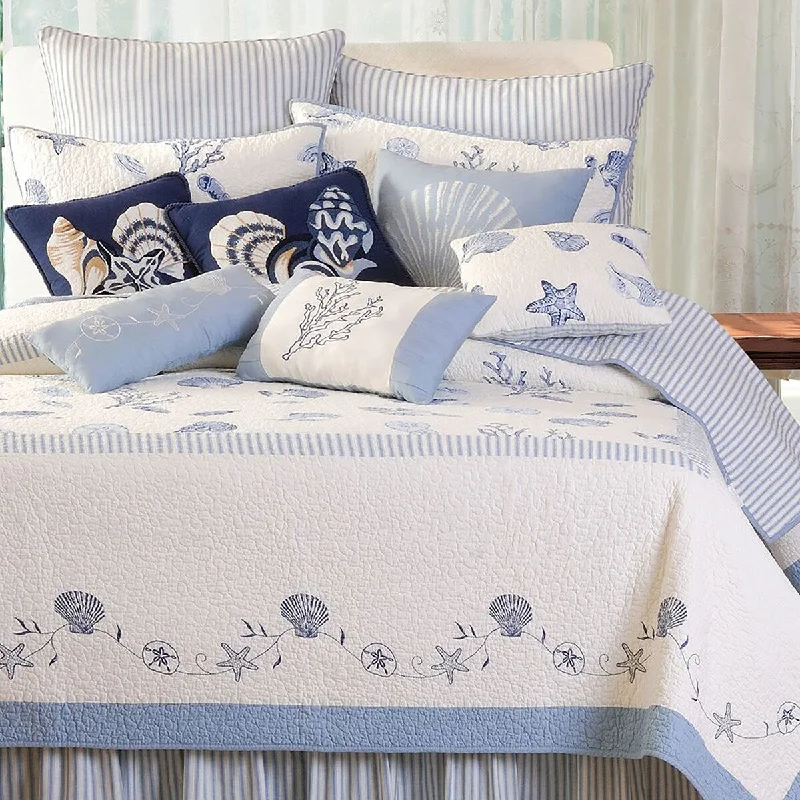Bed skirts with a mermaid - themed printTreasures By The Sea Blue Bed Skirt