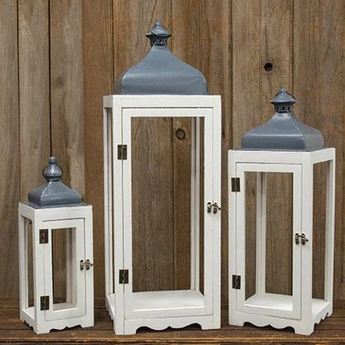 Bed skirts with a modern minimalist design3/Set Metal & Wood Lanterns