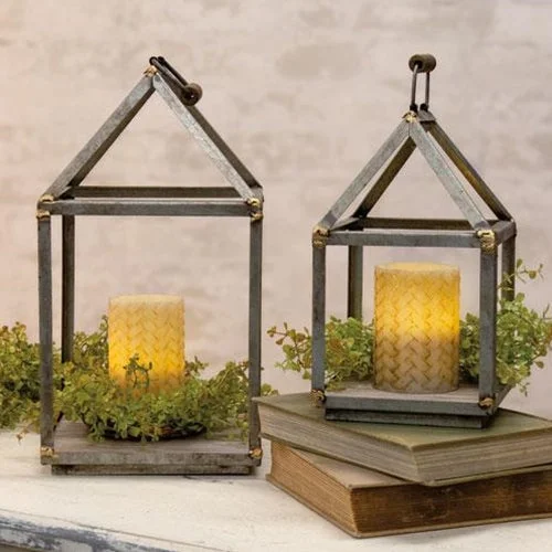 Checkered bed skirts for a classic pattern2/Set Antiqued Open Air Lanterns