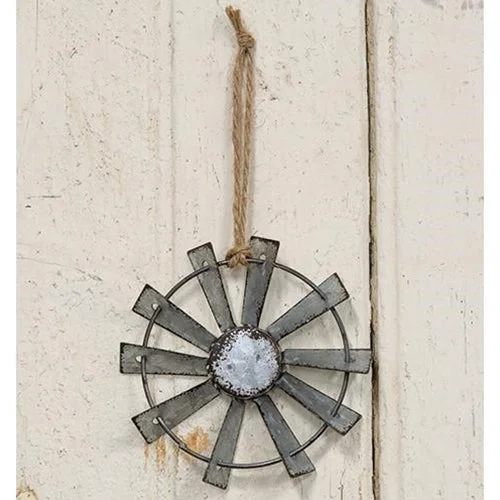 Bed skirts with a eco - friendly materialMetal Windmill Ornament with Jute Hanger 4 inch