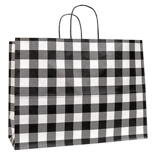 Bed skirts with a child - friendly printBlack & White Buffalo Check Gift Bag Large