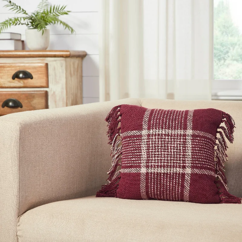 Velvet Pillows for a Touch of EleganceExton Burgundy Tan Plaid Pillow