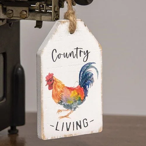 Polyester bed skirts for easy care and durabilityCountry Living Rooster Wood Tag