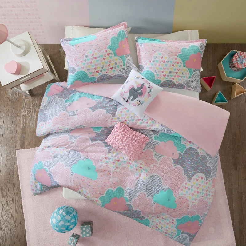 Travel Pillows for Long JourneysIntelligent Design Kids Bliss Pink Cotton Printed 5-piece Duvet Cover Set
