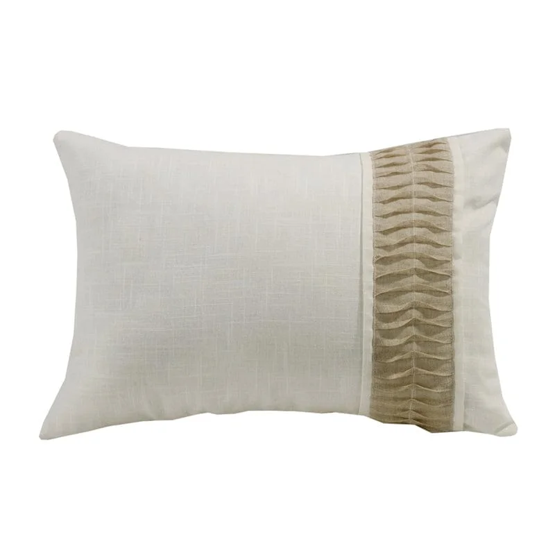 Cotton Pillows for Natural ComfortNewport White Linen Pillow with Ruching Detail