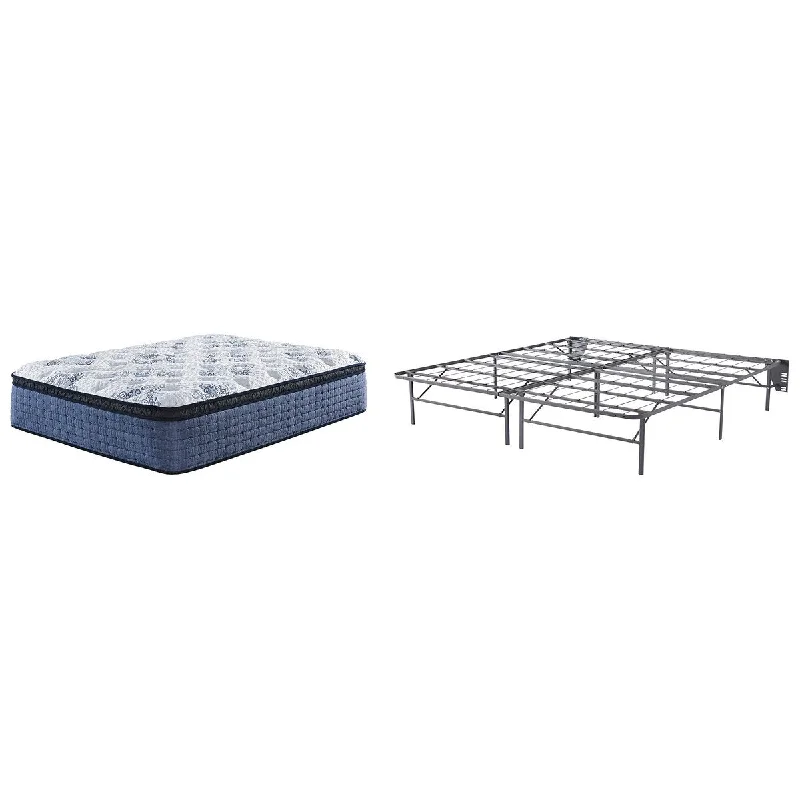 Polyester - foam mattresses for budget - friendly optionsSignature Design by Ashley Mt Dana Euro Top White/Blue 2-Piece King Mattress Package
