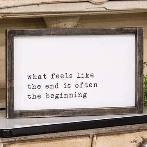 Bed skirts with a beach - themed printThe Beginning Framed Sign