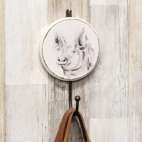 Checkered bed skirts for a classic patternWooden Farmhouse Pig Wall Hook