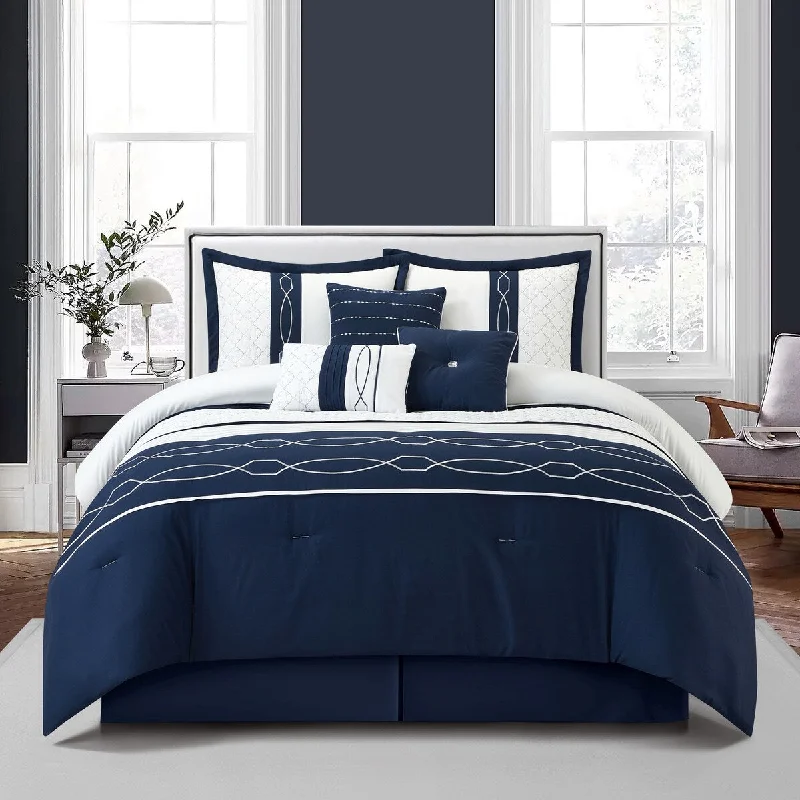Latex - filled comforters with a bouncy texture and good supportBellerose 7 Piece Modern Geometric Comforter Set