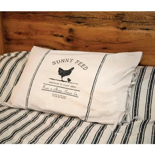 Bed skirts with a plaid pattern for a traditional styleSunny Feed Farmhouse Stripe Queen Pillow Sham Bed skirts with a plaid pattern for a traditional styleSunny Feed Farmhouse Stripe Queen Pillow Sham