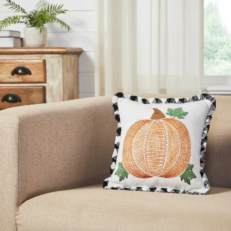 Square Pillows for Modern Home DecorAnnie Black Check Pumpkin Pillow