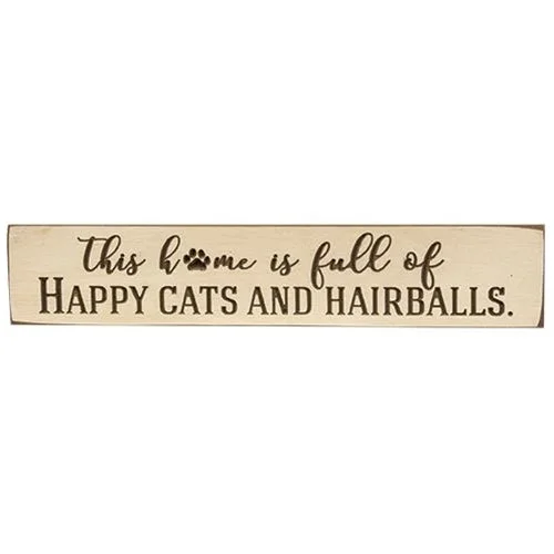 Checkered bed skirts for a classic patternThis Home Is Full of Happy Cats and Hairballs Engraved Sign Buttermilk 18"