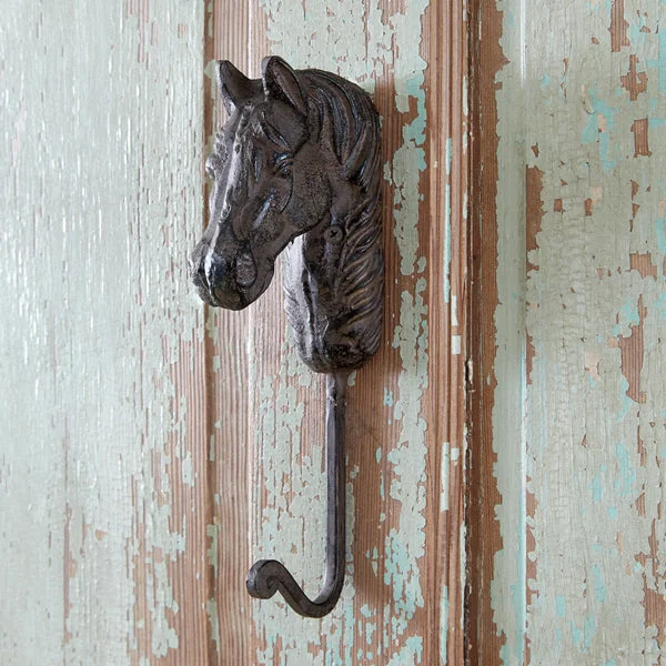 Bed skirts with a tropical print for a vacation - inspired feelCast Iron Horse Hook