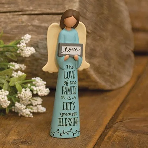 Bed skirts with a satin finish for a shiny appearanceThe Love of the Family Resin Angel