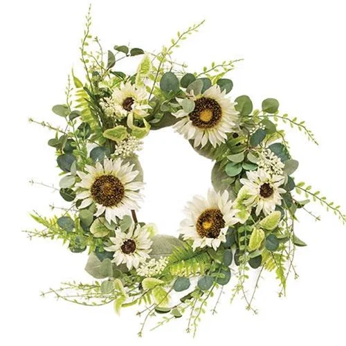 Bed skirts with a Christmas - themed patternMixed Cream Sunflower Wreath 22"