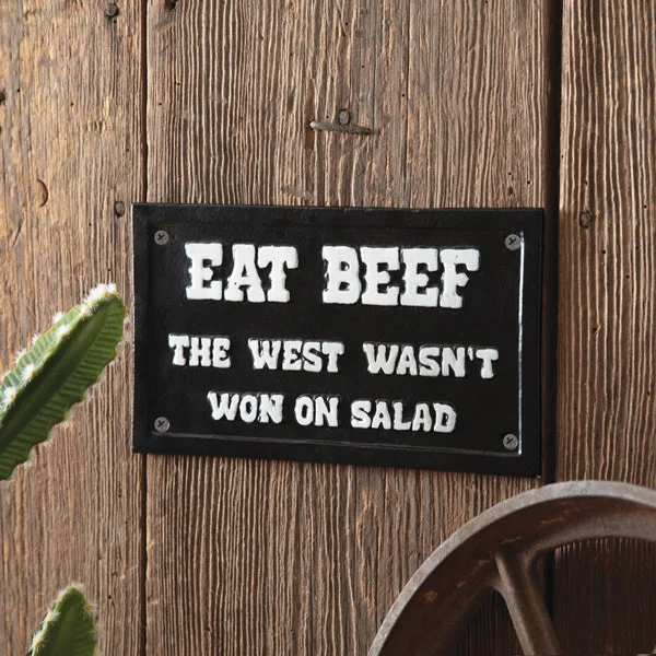 Bed skirts with a eco - friendly materialEat Beef Cast Iron Wall Sign
