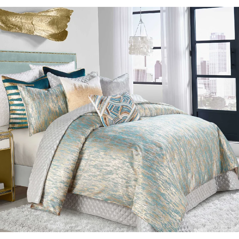 Duck down duvets for a more budget - friendly yet cozy optionJade Teal Gold Duvet