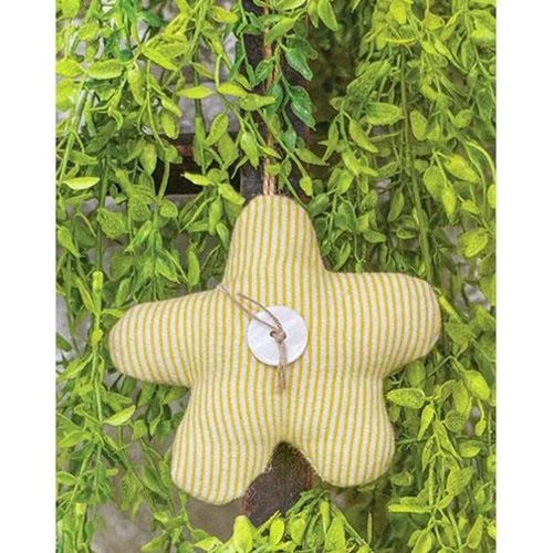 Linen bed skirts for a natural and rustic feelYellow Striped Flower Ornament