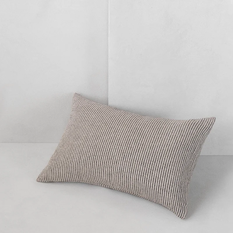 Round Pillows for Boho-Style InteriorsBasix Stripe Linen Pillow - Nox/Sable