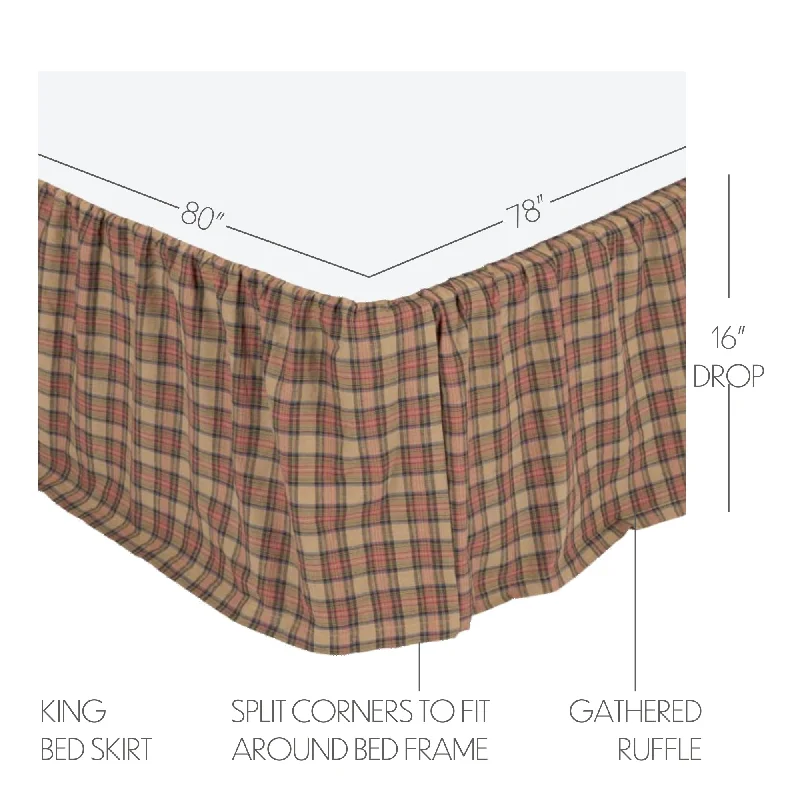 Checkered bed skirts for a classic patternCrosswoods King Bed Skirt 78x80x16