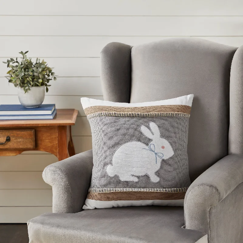 Kids Pillows with Fun DesignsBurlap Grey Bunny Pillow