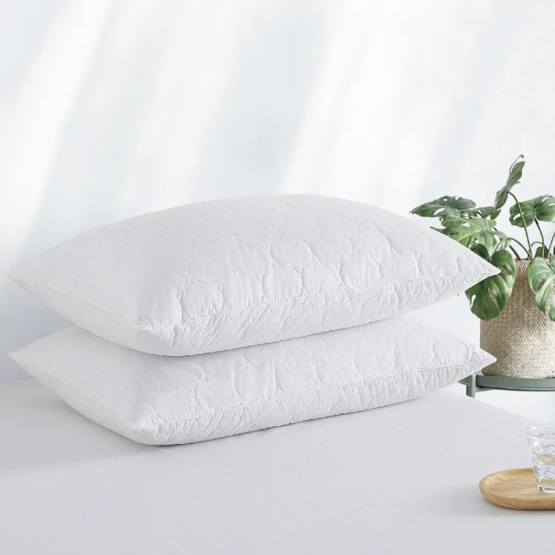 Lumbar Support Pillows for Car Seats2 Pack Goose Feather Down Pillows with Quilted Cotton Cover - White