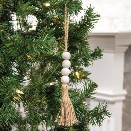 Checkered bed skirts for a classic patternWhite Wooden Bead Ornament 10.75"L