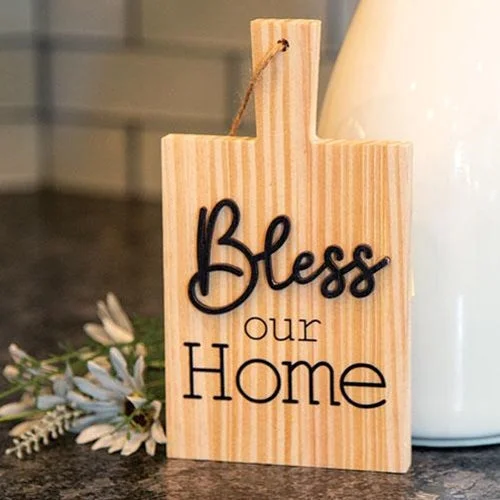 Bed skirts with a metallic thread for a touch of glamourBless Our Home Natural Cutting Board Ornament