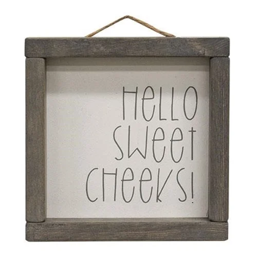 Bed skirts with a lace trim for a romantic touchHello Sweet Cheeks Square Framed Sign Bed skirts with a lace trim for a romantic touchHello Sweet Cheeks Square Framed Sign