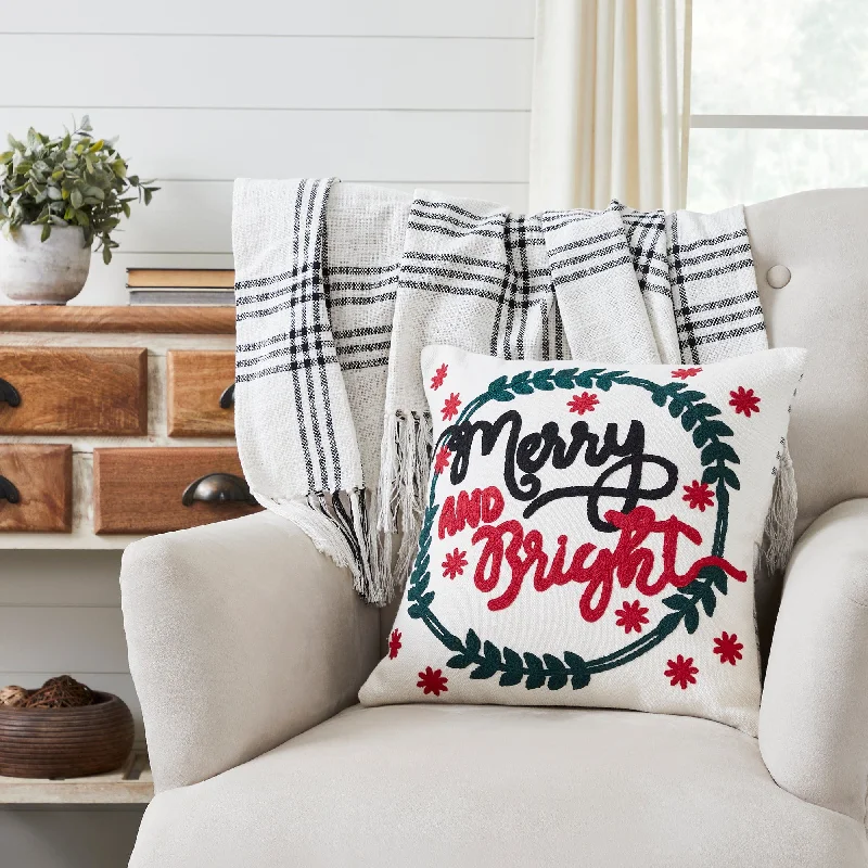 Square Pillows for Modern Home DecorMerry and Bright Embroidered Pillow