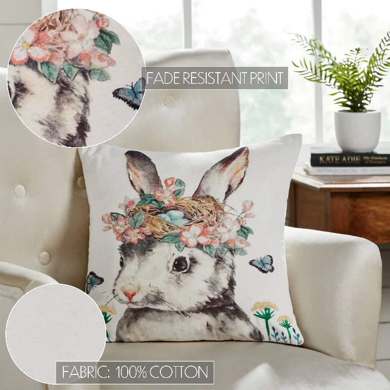 Bed skirts with a geometric print for a modern aestheticGarden Bunny Pillow 18x18