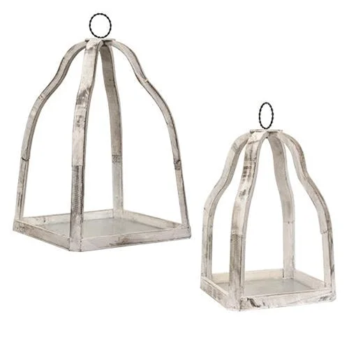 Queen - size bed skirts with ruffled edges2/Set Distressed Wood Platform Lanterns