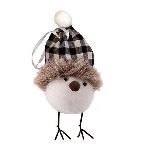 Bed skirts with a jacquard weave for a textured lookFelted Bird w/Black/White Plaid Hat Ornament