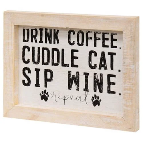 Bed skirts with a eco - friendly materialCoffee Cat and Wine Framed Sign