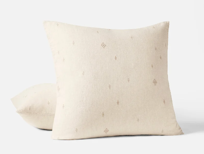 Plush Pillows for a Cozy BedCambria Embroidered Organic Linen Sham
