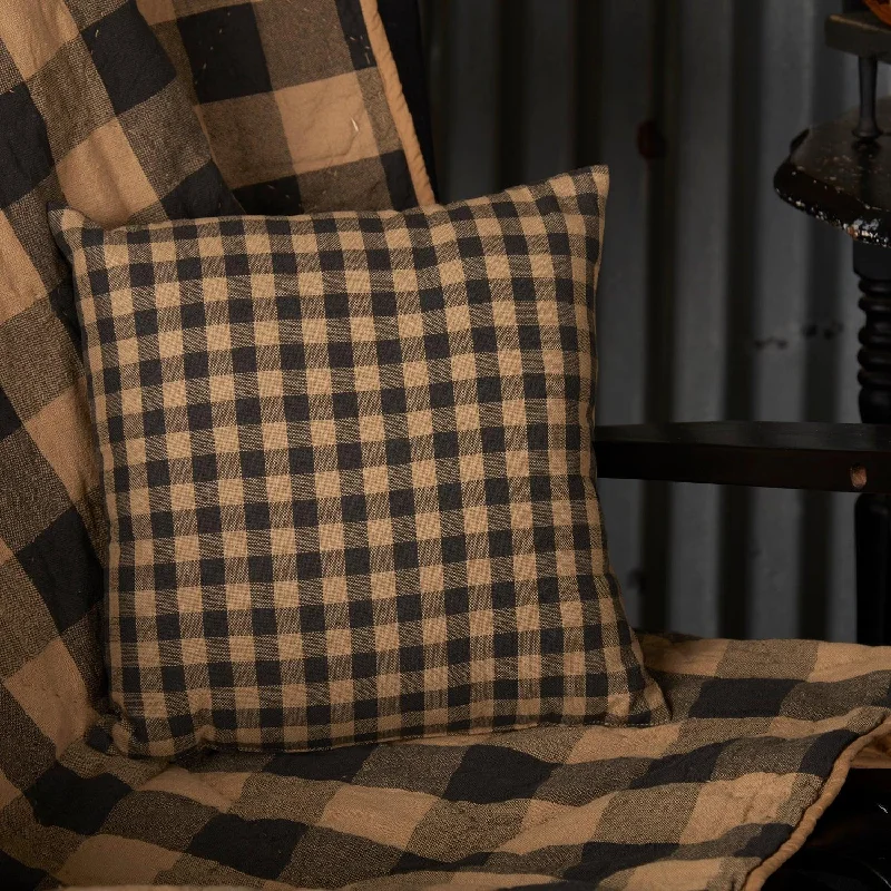 Cotton Pillows for Natural ComfortBlack Check Fabric Pillow 12x12 VHC Brands