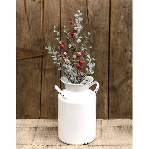 Bed skirts with a shabby - chic styleFlocked Eucalyptus & Red Sugar Berry Pick