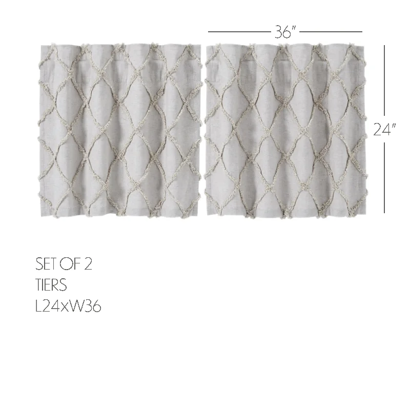 Bed skirts with a unicorn - themed print for kids' bedsFrayed Lattice Oatmeal Tier Set of 2 L24xW36