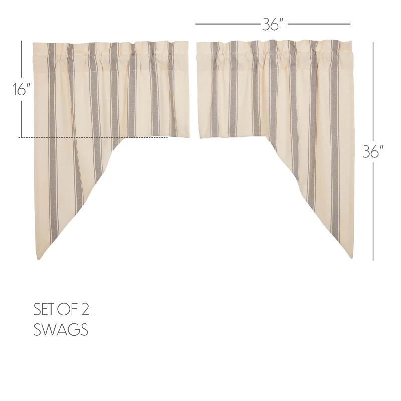 Bed skirts with a country - style patternGrace Grain Sack Stripe Swag Set of 2 36x36x16