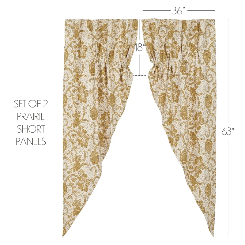 Bed skirts with a scalloped hem for a charming detailDorset Gold Floral Prairie Short Panel Set of 2 63x36x18