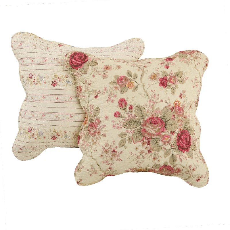 Square Pillows for Modern Home DecorAntique Rose Ecru Decorative Pillow Pair