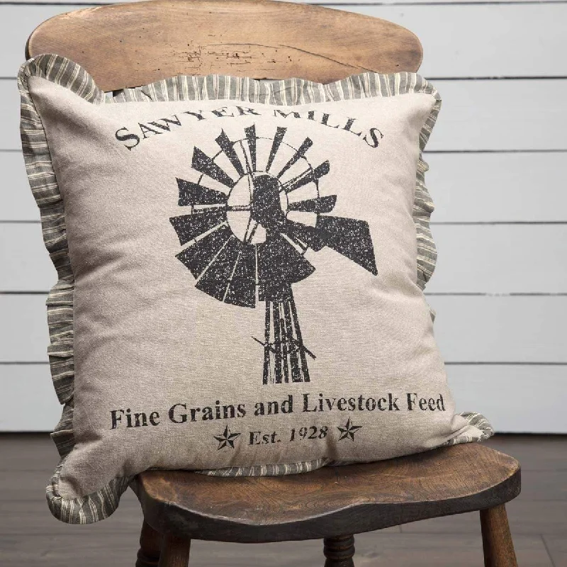 Plush Pillows for a Cozy BedSawyer Mill Charcoal Windmill Pillow