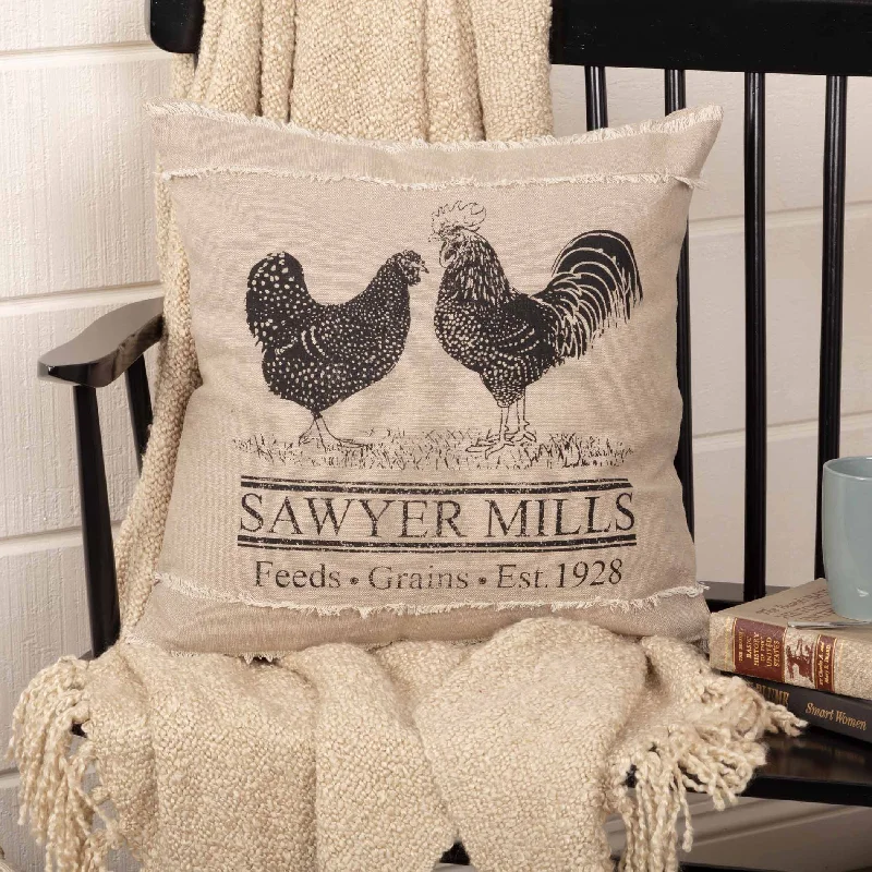 Decorative Pillows for Living Room MakeoverSawyer Mill Charcoal Poultry Pillow 18" Khaki, Asphalt