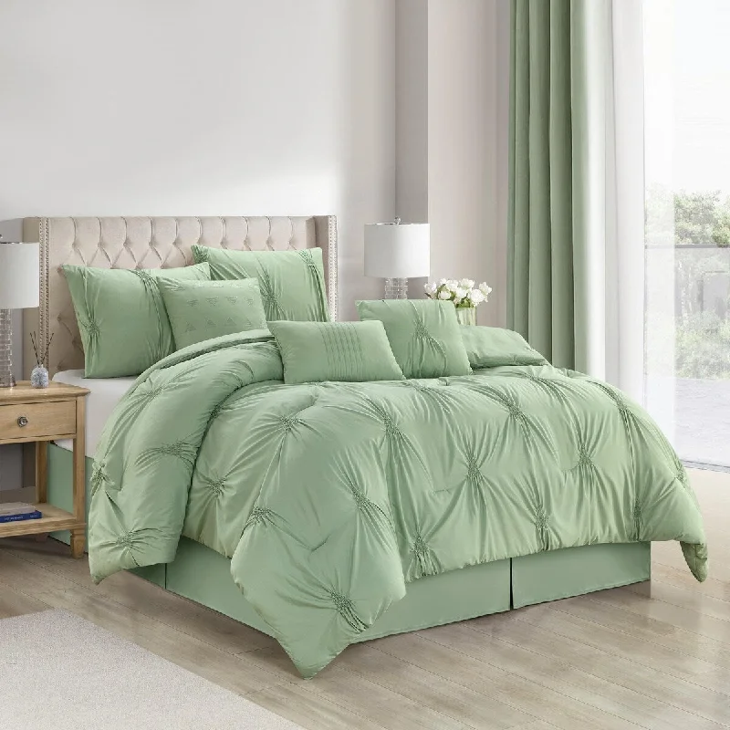 Microfiber - filled comforters that are lightweight and easy to care forNanshing Agathe 7 Piece Pintuck Comforter Set