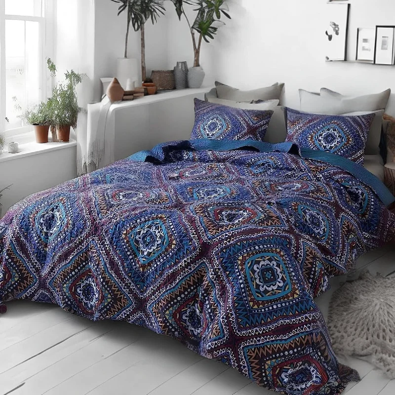 modern minimalist bedspreads for contemporary bedroomsDaDa Bedding Farmhouse Bohemian Native Rustic Navy Blue Geometric Diamond Shapes Bedspread Set (KSX-001) modern minimalist bedspreads for contemporary bedroomsDaDa Bedding Farmhouse Bohemian Native Rustic Navy Blue Geometric Diamond Shapes Bedspread Set (KSX-001)