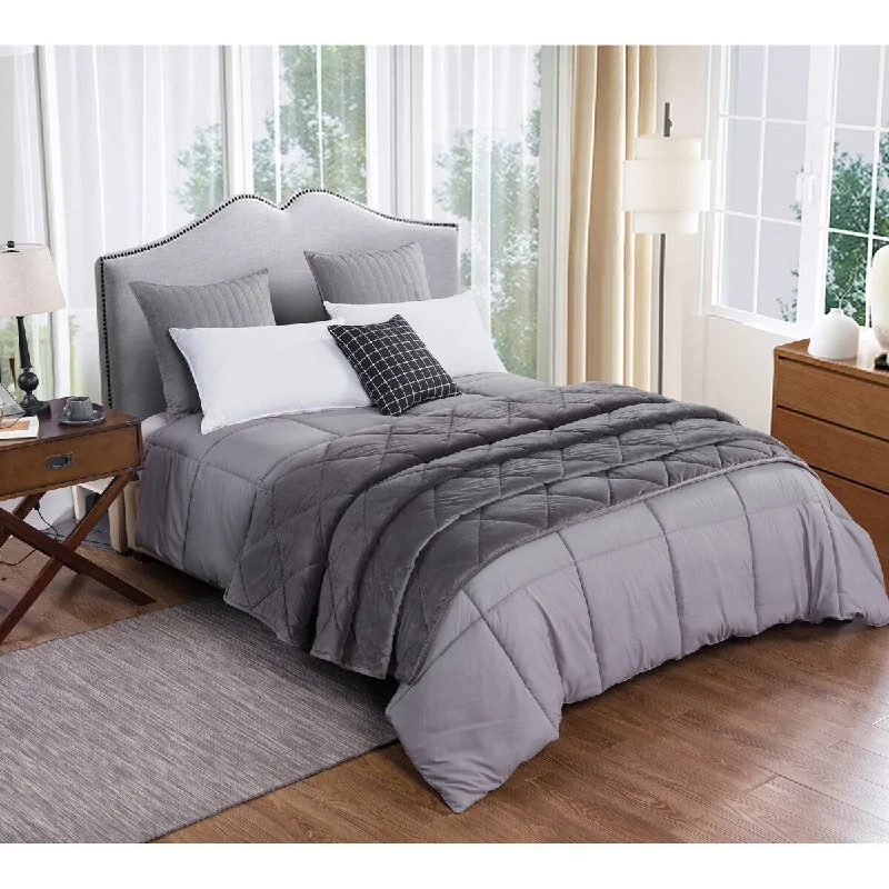 Latex - filled comforters with a bouncy texture and good supportSt. James Home Microfiber Comforter and Velvet Blanket Set