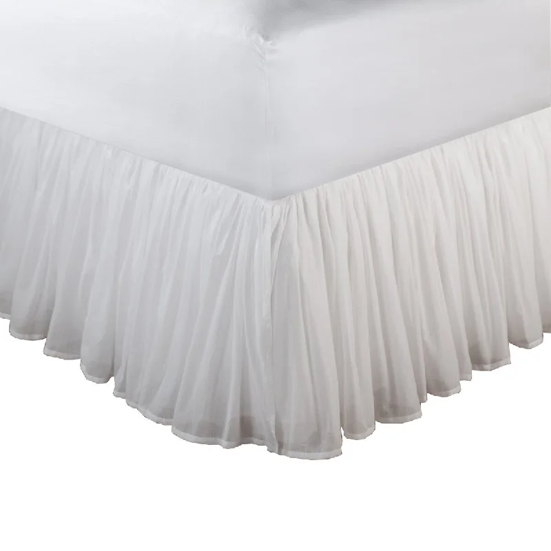 Polyester bed skirts for easy care and durabilityLiard Fabric King Size Bed Skirt with Ruffle Stitching and Liner, White