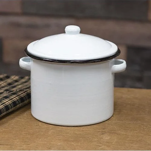 Bed skirts with a metallic thread for a touch of glamourBlack Rim Enamel Stock Pot