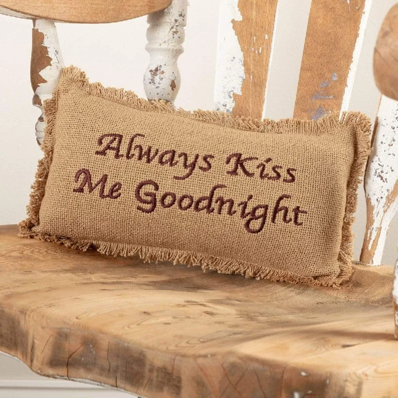 Back Support Pillows for Office ChairsBurlap Natural Pillow Always Kiss Me Goodnight