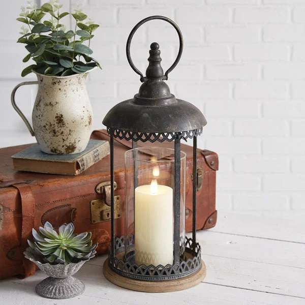 Bed skirts with a geometric cut - out designLarge Peregrine Lantern